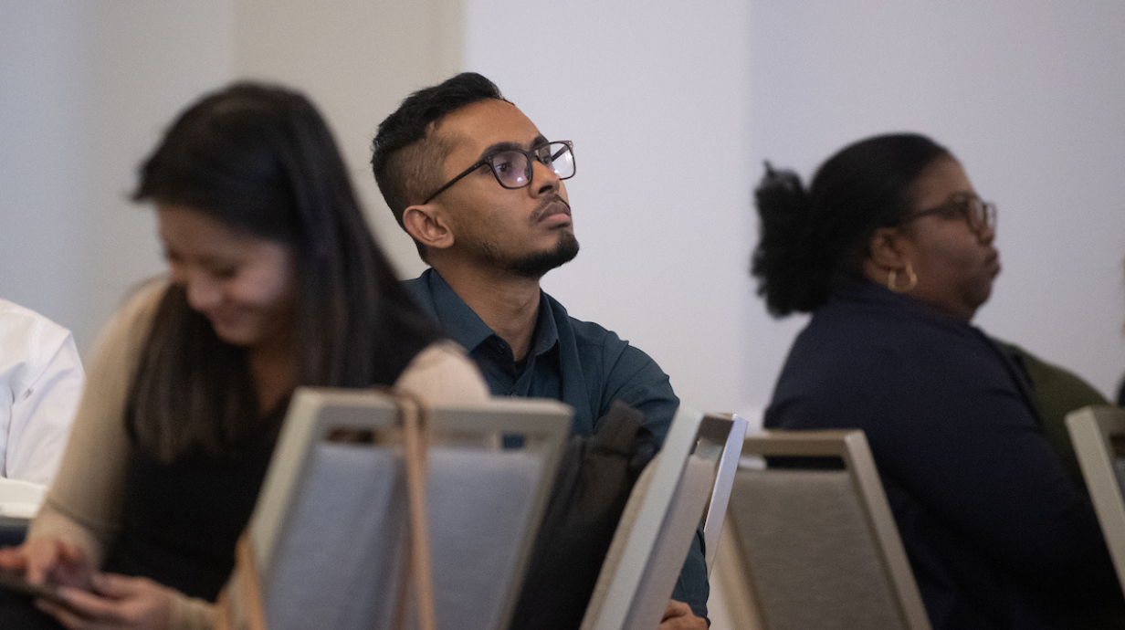 Doctoral student in class.