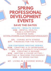 Flyer for Spring Professional Development Events