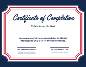 Sample certificate of completion