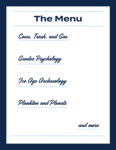 Sample of events, in menu form, held at the Oxford Science Cafe