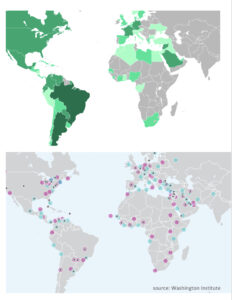 highlighted countries across the globe